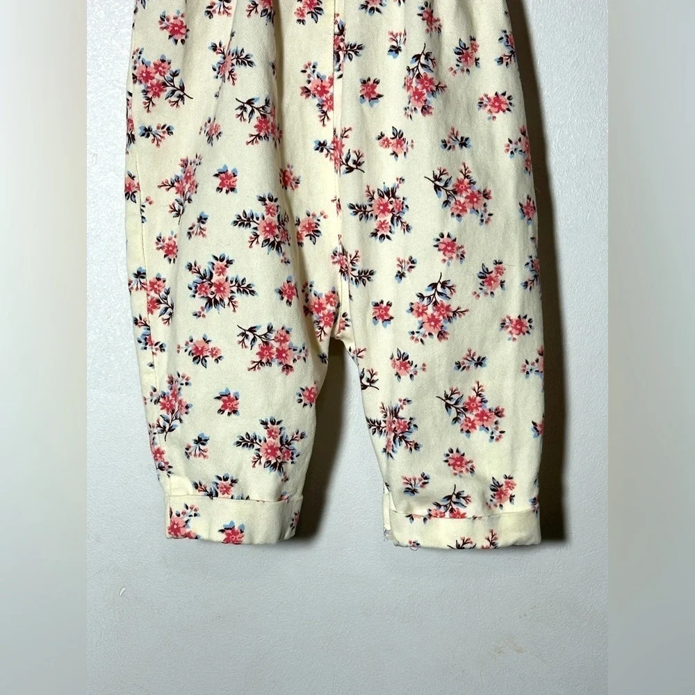Floral Cream Kids Overalls 100% Cotton Size 3-6 months